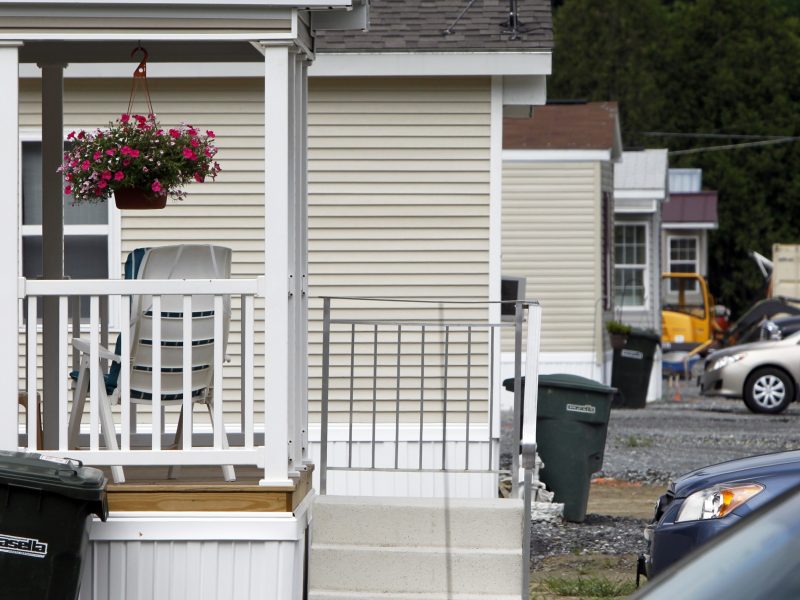 New trailer homes in Berlin, Vermont, in August 2021, a year after Tropical Storm Irene hit the mobile home park.