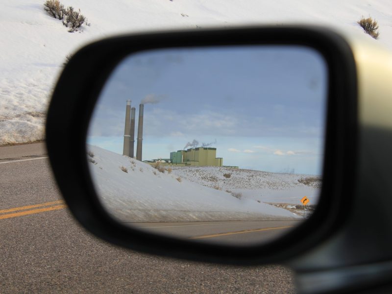 colorado power plant in rear view mirror