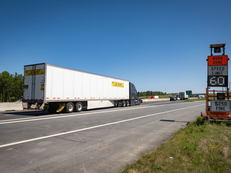 A truck on an interstate highway in North Carolina.