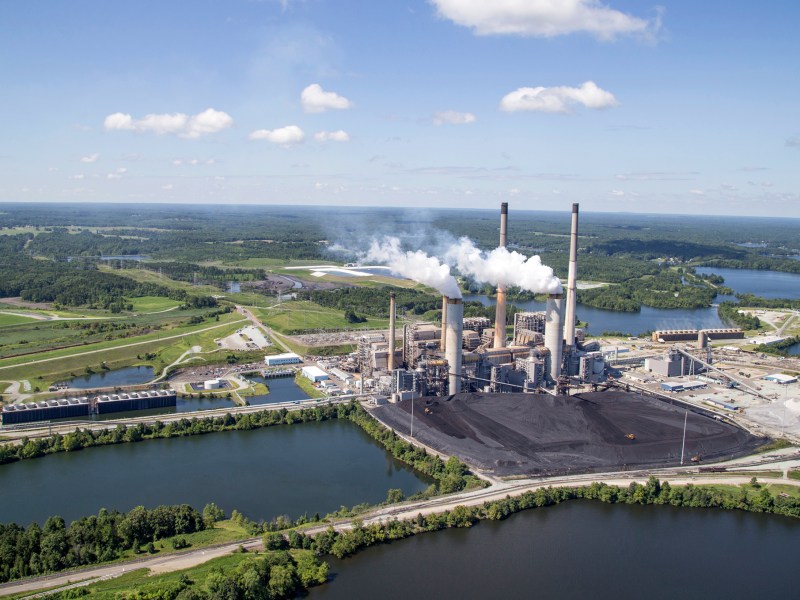 An aerial photo of the Roxboro coal plant in North Carolina